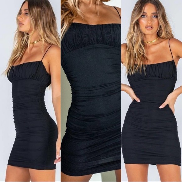 Princess Polly Dresses & Skirts - Princess Polly Ruched Penney Mini Dress Black 10